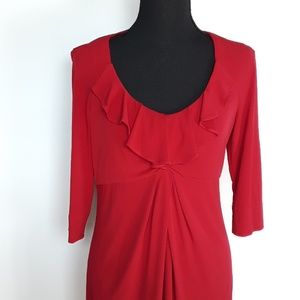 RED DRESS RUN !!!  Donna Ricco Red Ruffled Dress